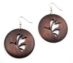 Beautiful women large round wood butterfly laser cut drop hook earrings - £7,992.76 GBP