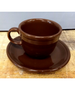 Fiestaware Brown Teacup and Saucer Homer Laughlin Fiesta Mug Made in USA - £15.97 GBP