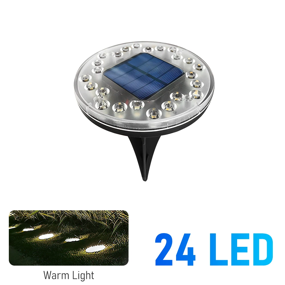 24 LED Solar Ground Light Outdoor Light Control Waterproof RGB Garden Country Ho - £62.65 GBP