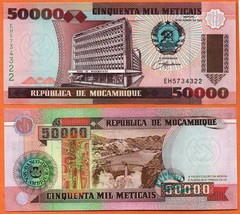 MOZAMBIQUE 1993 UNC 50.000 Meticais Banknote P- 138 Banco de Moçambique ... - $1.25
