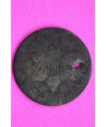 1853 P Trime 3 Three Cent Silver Dime Low Grade Hole Filler Exact Coin S... - $20.50 CAD