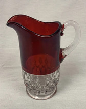 Red And White Glass Creamer - $8.42