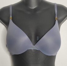 Victoria&#39;s Secret Bra Womens 32D Uplift Plunge Padded Lined VS Gray Blue - $19.99