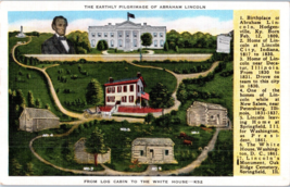 Earthly Pilgrimage of Abraham Lincoln Log Cabin to White House Illinois Postcard - £11.82 GBP