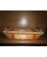 Large Bamboo and Wood Basket Serving Tray with Wooden Handles , 18 &quot; x 1... - £31.29 GBP