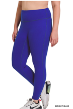 Zenana 3X  Cotton/Spandex Brushed Microfiber Wide Waistband Leggings Bright Blue - £10.34 GBP