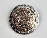 10k Yellow Gold &amp; 925 Sterling Mayan Calendar Bolo neck tie pendant 1.25&quot; - £116.84 GBP