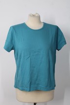 LL Bean L Blue Supima Cotton Short Sleeve Interlock Knit Tee Top Peru - £16.43 GBP
