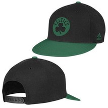 Boston Celtics Basketball Snapback Hat (Black/Green) Cap Mens Adidas Adj New - £20.85 GBP