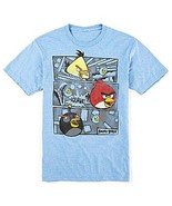 XL MENS T-SHIRT ANGRY BIRDS BLACK YELLOW RED BIRD WHITE GRAPHIC TEE GAME... - £12.17 GBP