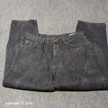Wrangler Jeans Men 38x29 Black Relaxed Fit Straight Leg Mid Rise - $15.23
