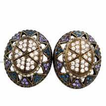 Joan Rivers Rhinestone Mosaic Earrings with Byzantine Style and Details - £38.48 GBP