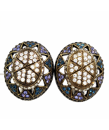 Joan Rivers Rhinestone Mosaic Earrings with Byzantine Style and Details - £37.63 GBP