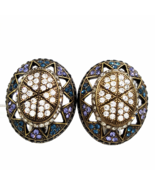 Joan Rivers Rhinestone Mosaic Earrings with Byzantine Style and Details - £38.06 GBP