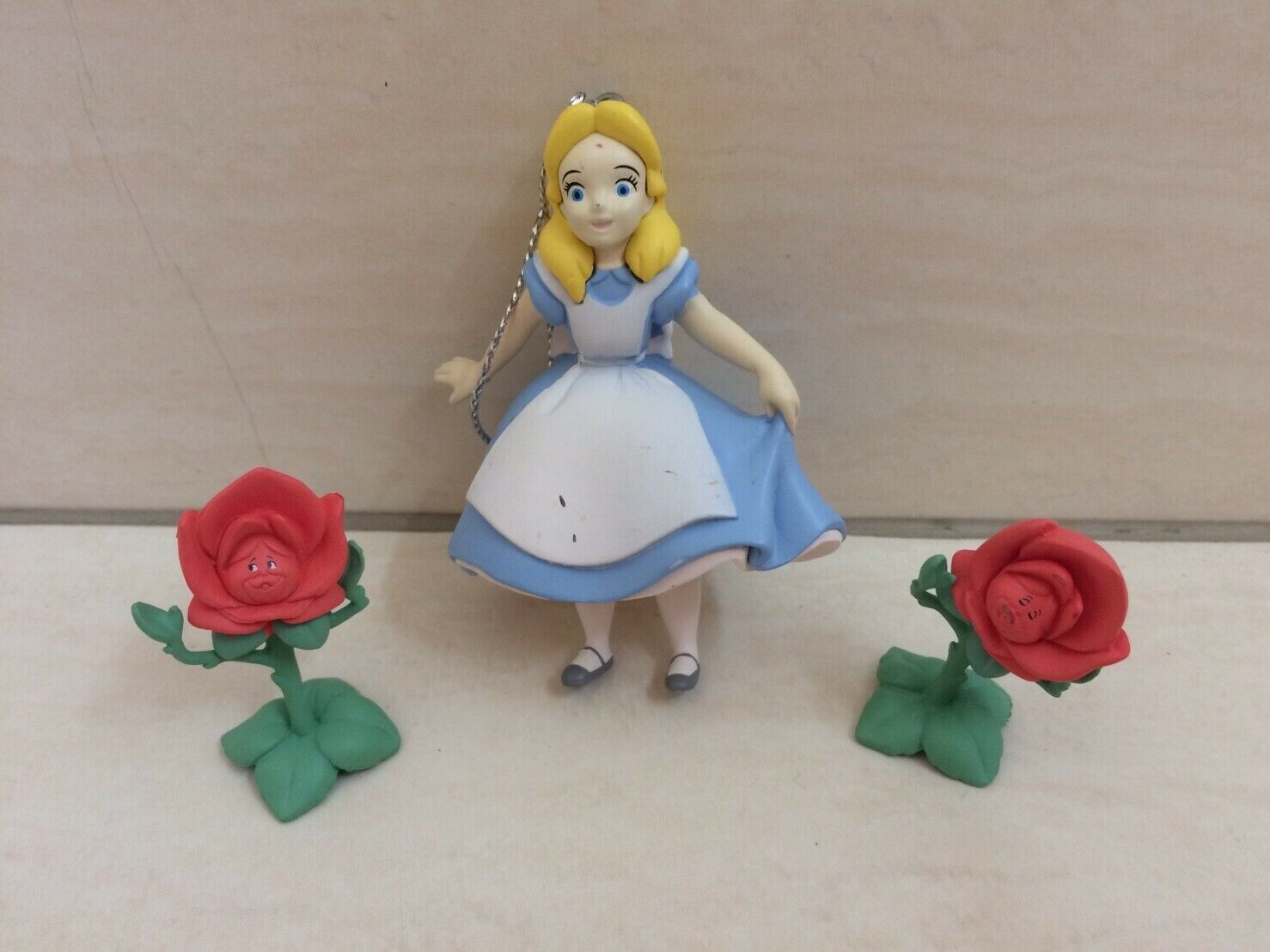 Disney Alice Wonderland And Red Rose Figure Christmas Ornament. RARE - $25.00