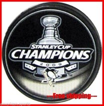 PITTSBURGH PENGUINS FREE SHIP  2009 NHL PUCK Hockey Stanley Cup Champs C... - £11.70 GBP