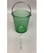ANTIQUE URANIUM GREEN METAL HANDLE ICE BUCKET/SUGAR PAIL W/ SPOON - $34.64