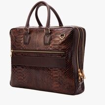 The Cortona Brown Python Leather Men’s Laptop Briefcase image 2