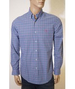 Ralph Lauren Men&#39;s Blue Pink Plaid Button Down Collar Casual  Dress Shirt S - £29.16 GBP