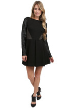 Stella &amp; Jamie Rio Womens Charcoal Leather Crochet Long Sleeve Zip Dress... - £54.35 GBP