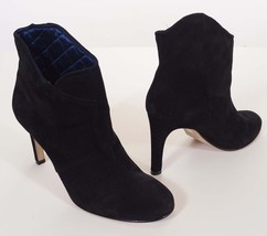 Sigerson Morrison Unity Womens Black Suede Leather Ankle Bootie Heels Boots 10.5 - £57.83 GBP