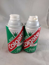 2 Partial Cans Colgate Aloe Shave Shaving Cream 11 OZ Vintage  - $29.99