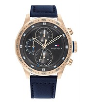 Orologio Uomo Tommy Hilfiger 1791808 Quarzo Cinturino Pelle Blu Quadrante Gri... - £101.53 GBP