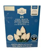 Holiday Time 25 Cool White C7 LED String Lights Green Wire Christmas Wed... - £7.70 GBP