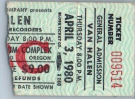 Van Halen Concert Ticket Stub April 3 1980 Portland Oregon - £27.30 GBP