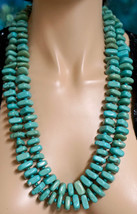 Heavy Chunky Navajo Double Strand Turquoise Necklace 26&quot; Weighs 420 Grams - £238.78 GBP