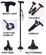Self Standing Cane With Light - Foldable - Adjustable - Hurry Before The... - $532.37 MXN