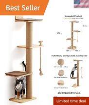 Cat Scratching Activity Tree Wall Mounted, 50 Inch Scratch Post for Larg... - $146.68