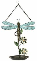 Retro Dragonfly Hanging Bowl Style Birdfeeder Accented with Daisies, 13-Inch - £23.59 GBP