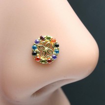 Indian Wheel Style 14K Real Gold Multi CZ Twisted Nose Stud 24g - £58.55 GBP