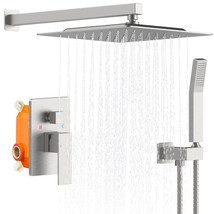 Rainfall Shower System: Brushed Nickel, 10&#39; Head - £132.48 GBP