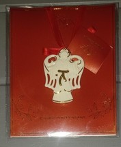 Lenox Pierced Angel Charm Christmas Ornament Cream Porcelain With Red Ri... - $8.99