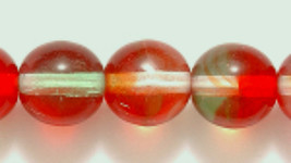8mm Czech Round Druk Glass Beads, Three Tone Transp Crystal Ruby Red Lt ... - $2.50