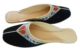 Women Shoes Traditional Handmade Leather Flip-Flops Black Jutties Clogs ... - $37.99
