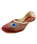 Women Shoes Indian Handmade Mojari Traditional Ballerinas Red Jutti US 5-10 - £27.96 GBP