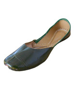 Women Shoes Indian Handmade Leather Traditional Flip-Flops Green Mojari ... - £34.36 GBP