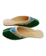 Women Slippers Traditional Handmade Leather Green Clogs Jutties US 6-10 - £35.58 GBP