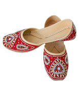 Women Shoes Indian Traditional Handmade Leather Red Oxfords Flat Jutties... - £36.18 GBP