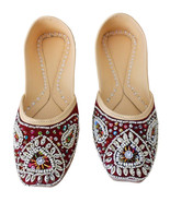 Women Shoes Traditional Handmade Leather Mojari Oxfords Maroon Jutties U... - £36.18 GBP