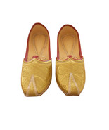 Men Shoes Indian Handmade Leather Loafers Traditional Golden Wedding Moj... - £46.64 GBP