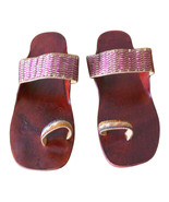 Women Slippers Traditional Handmade Leather Flip-Flops Flat Brown US 6 - £33.99 GBP