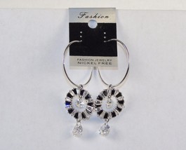 Fashion Jewelry Earrings ~ Silver Hoops w/Dangling Gemstone Wheels ~ #5420160 - £7.78 GBP