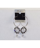 Fashion Jewelry Earrings ~ Silver Hoops w/Dangling Gemstone Wheels ~ #54... - £7.70 GBP