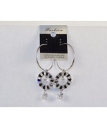 Fashion Jewelry Earrings ~ Silver Hoops w/Dangling Gemstone Wheels ~ #54... - $185.63 MXN