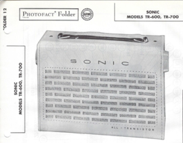 1957 Sonic TR-600 TR-700 Transistor Am Radio Photofact Manual Portable Receiver - $10.88