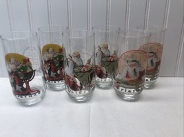 Coca-Cola 5 7/8” Norman Rockwell Glass Reproduction Of 1920’s Prints Set... - £33.86 GBP